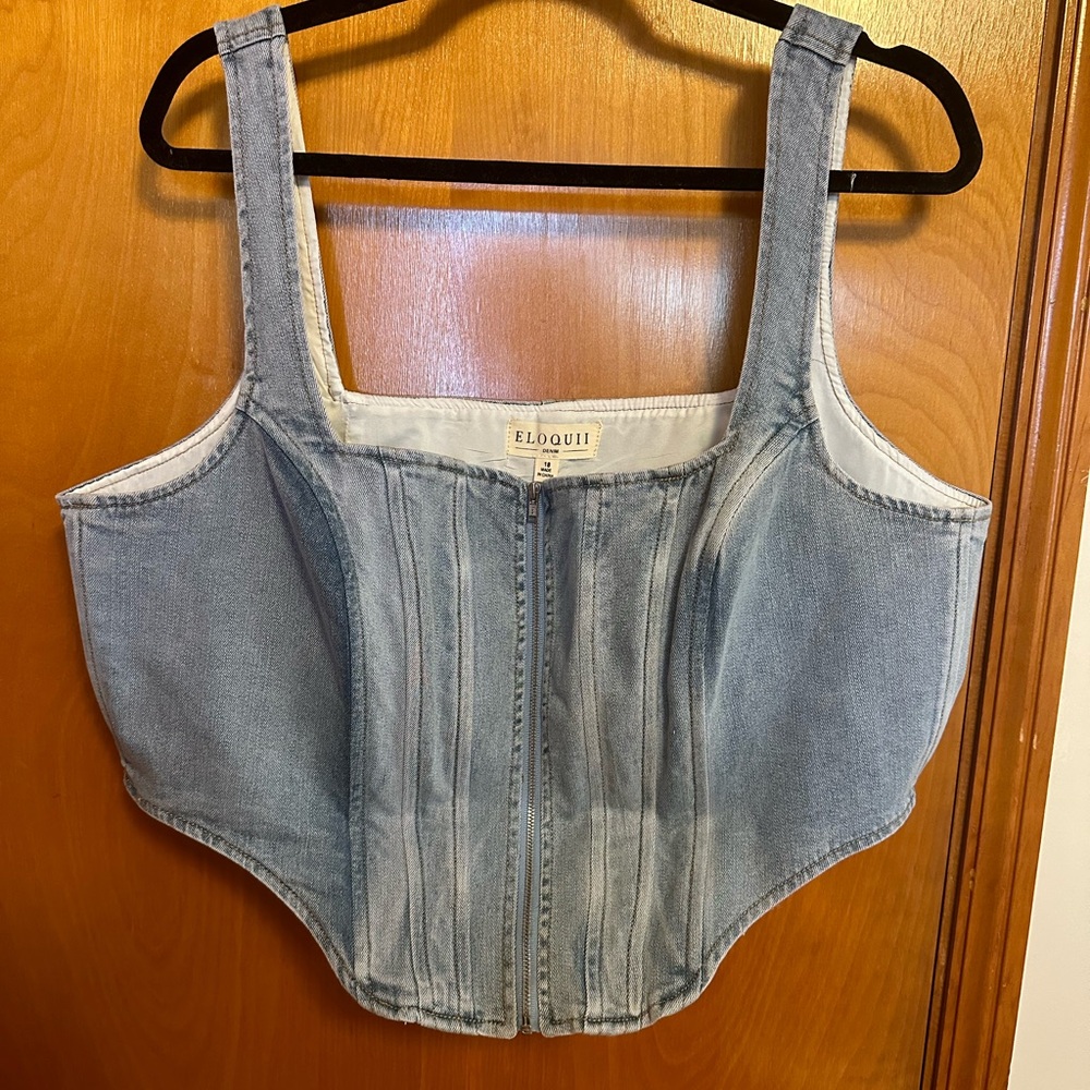 Eloquii Light Blue Denim Corset Top